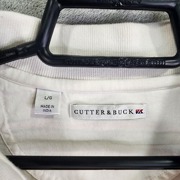 Mens White & Orange Stripes Cutter & Buck Polo Shirt Oklahoma State Size L - Picture 4 of 9